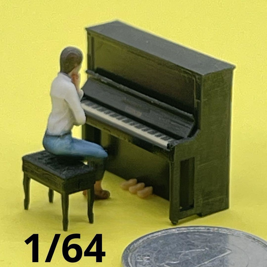 1/64 ピアノ 椅子付き ミニチュア フィギュアに アップライト ジオラマ 住宅模型 完成品 ドールハウスに ミニチュアイメージ