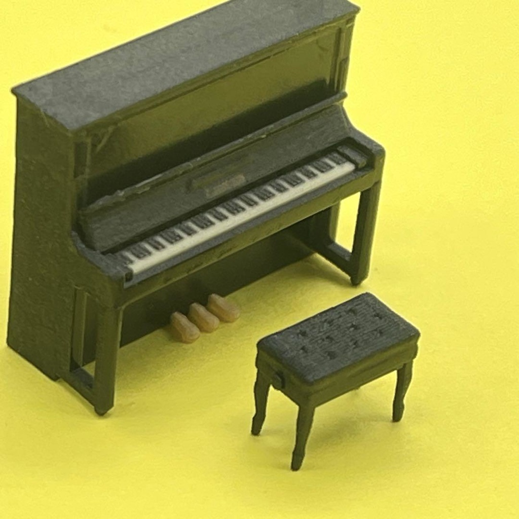 1/64 ピアノ 椅子付き ミニチュア フィギュアに アップライト ジオラマ 住宅模型 完成品 ドールハウスに ミニチュアイメージ