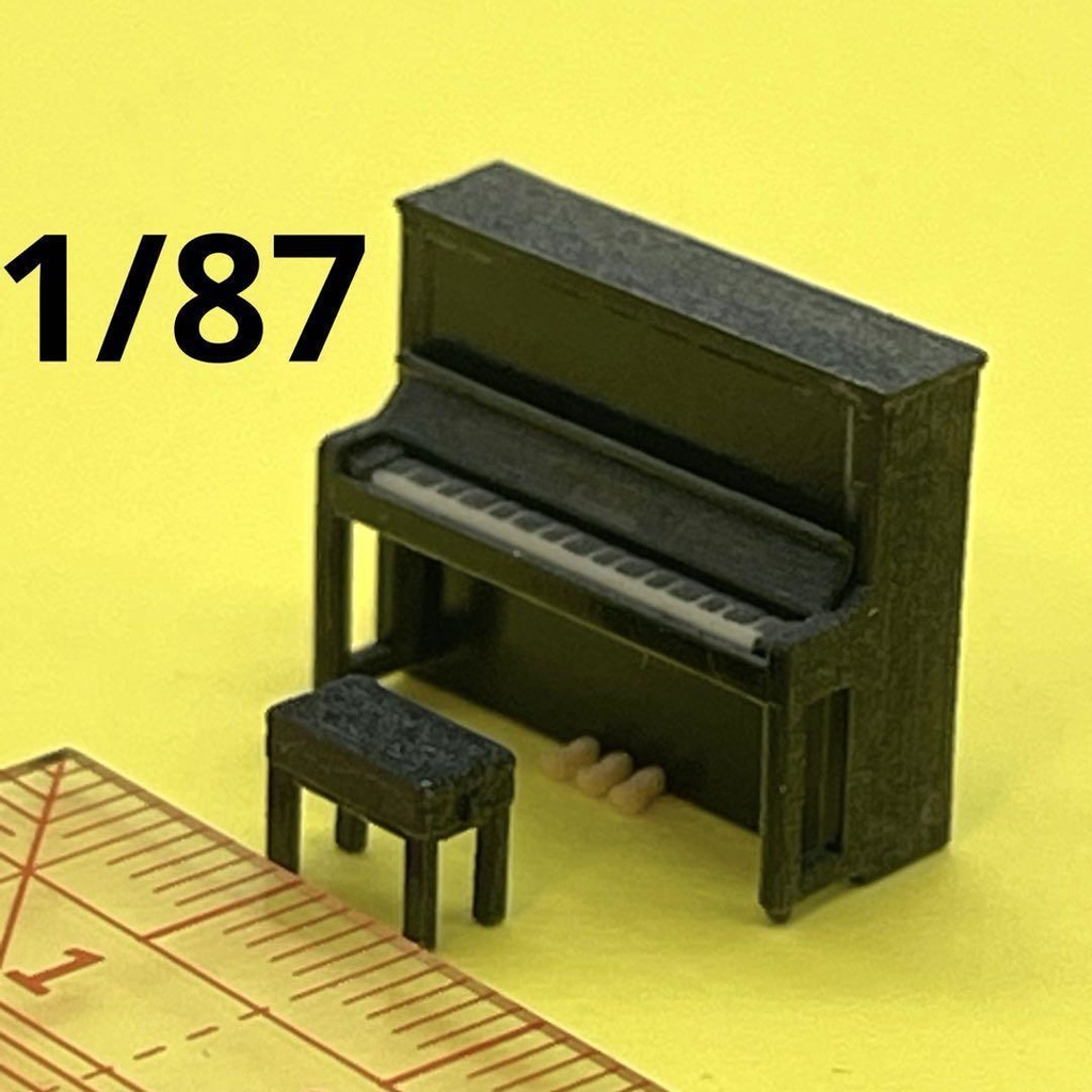 1/87　ピアノ　椅子付き　完成品　住宅模型　ジオラマ　フィギュアに　建築模型　３Dプリンター　ミニチュアイメージ　ドールハウス　アップライト