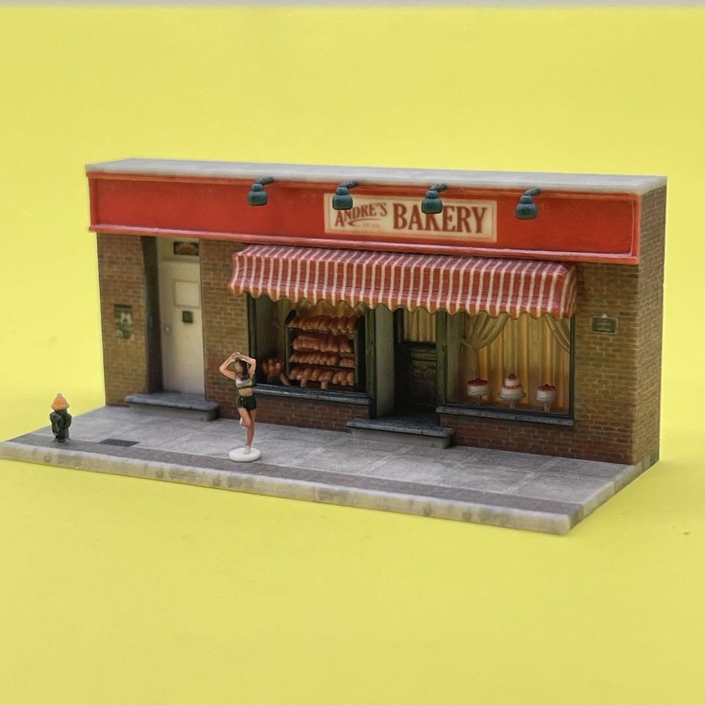 Nゲージ 1/150 パン屋 ミニチュア ジオラマ フィギュアに 建物 住宅模型 レイアウトに ミニチュアイメージ 3D