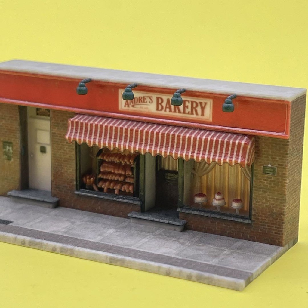 Nゲージ 1/150 パン屋 ミニチュア ジオラマ フィギュアに 建物 住宅模型 レイアウトに ミニチュアイメージ 3D