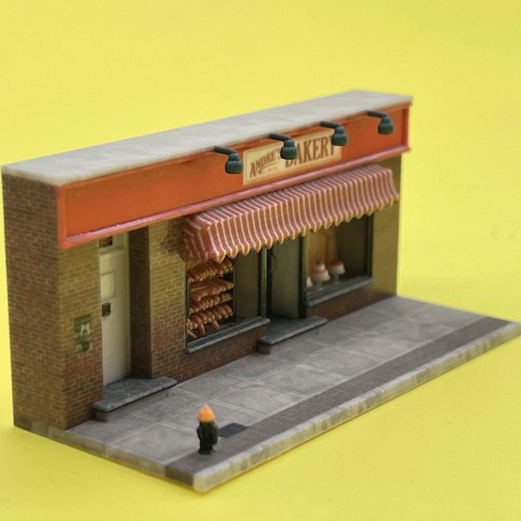 Nゲージ 1/150 パン屋 ミニチュア ジオラマ フィギュアに 建物 住宅模型 レイアウトに ミニチュアイメージ 3D