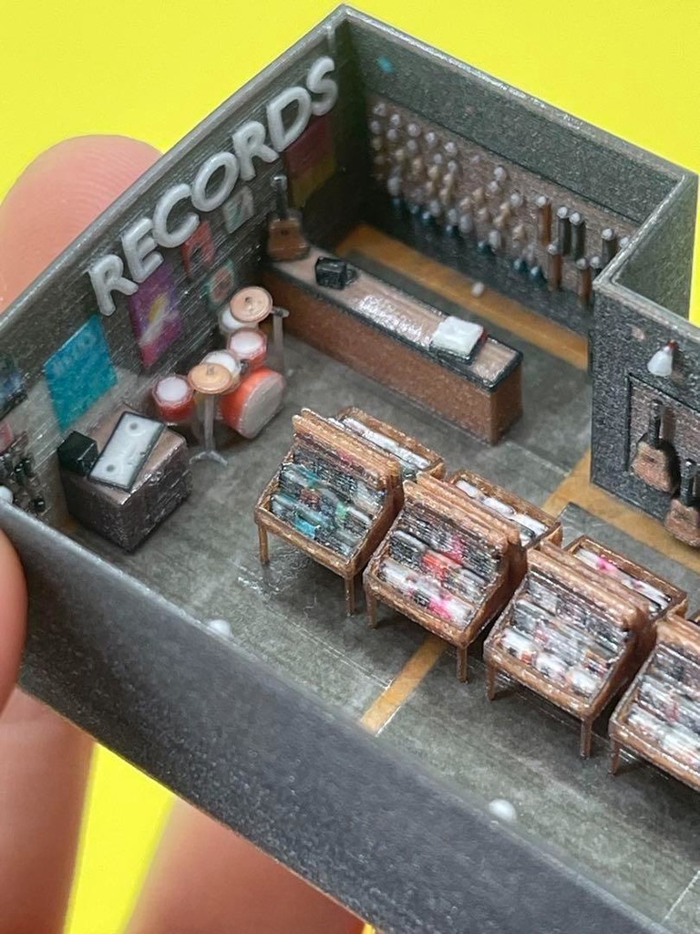 Nゲージ 1/150 レコードショップ ミニチュア ジオラマ ジオコレに 住宅模型 ストラクチャー 3D ドールハウス 3Dプリンター ミニチュアイメージ