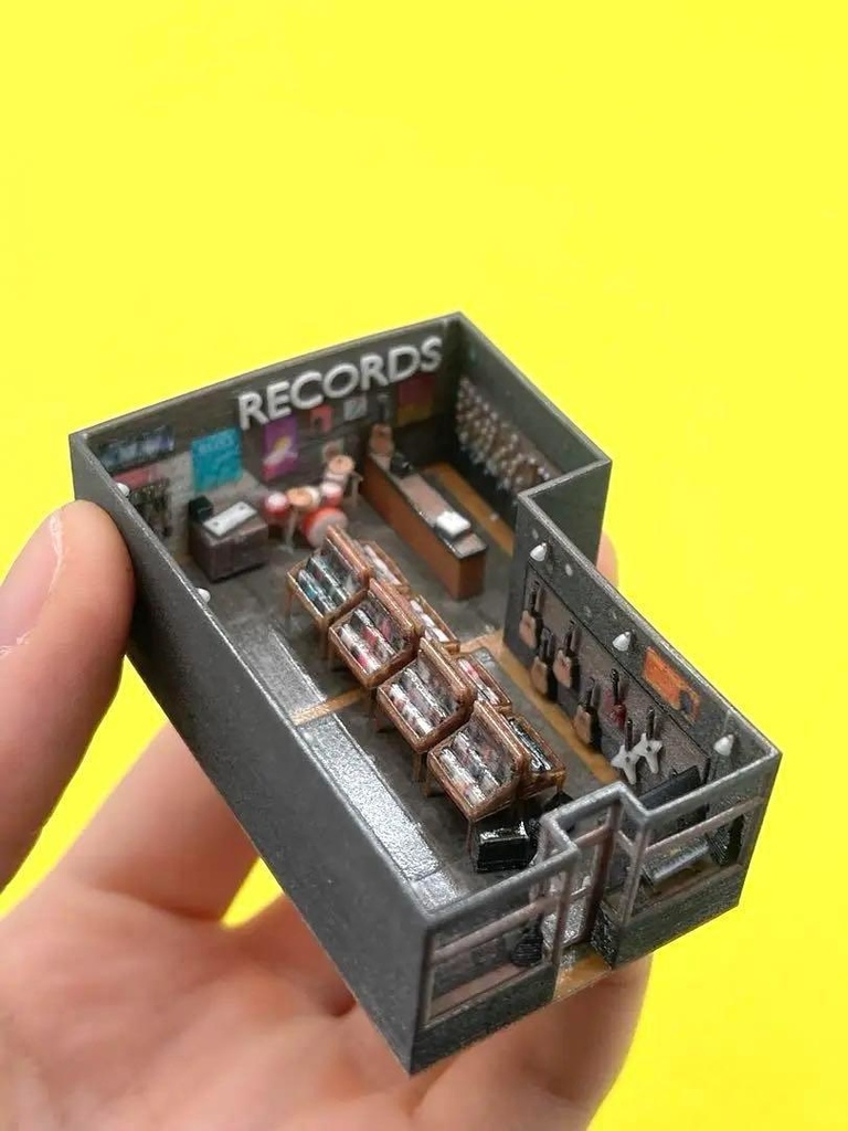 Nゲージ 1/150 レコードショップ ミニチュア ジオラマ ジオコレに 住宅模型 ストラクチャー 3D ドールハウス 3Dプリンター ミニチュアイメージ