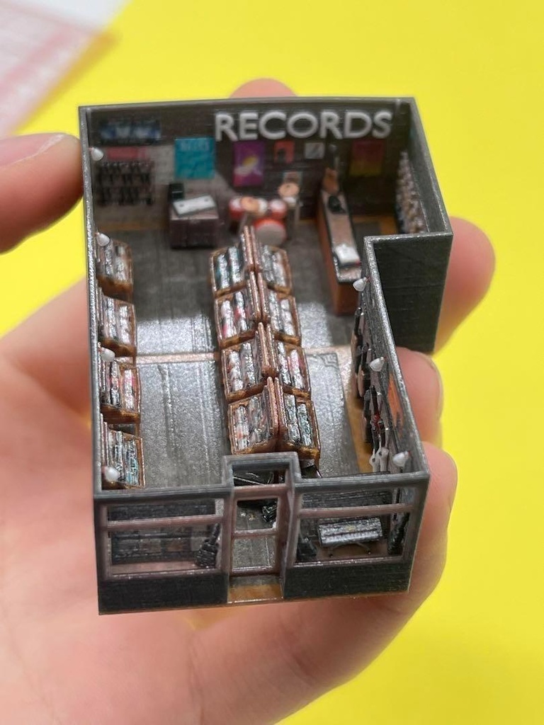 Nゲージ 1/150 レコードショップ ミニチュア ジオラマ ジオコレに 住宅模型 ストラクチャー 3D ドールハウス 3Dプリンター ミニチュアイメージ