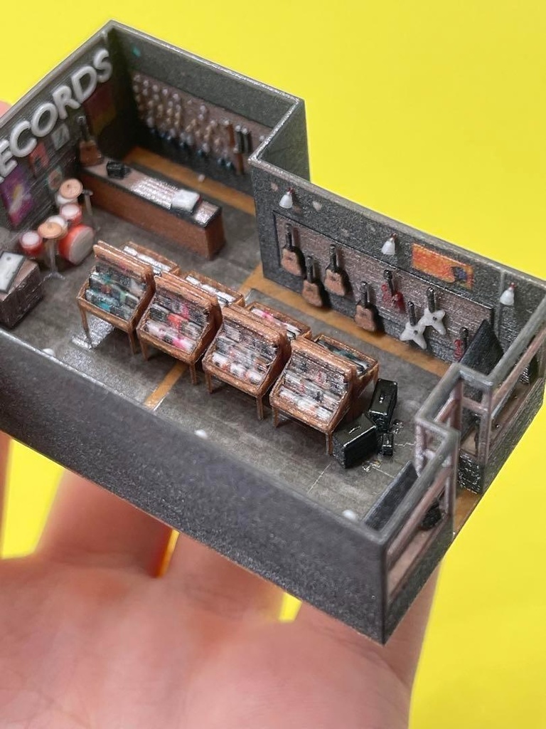Nゲージ 1/150 レコードショップ ミニチュア ジオラマ ジオコレに 住宅模型 ストラクチャー 3D ドールハウス 3Dプリンター ミニチュアイメージ