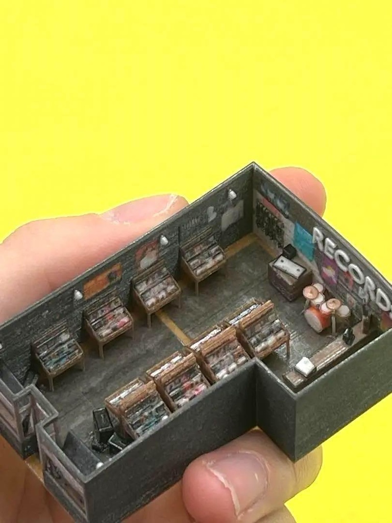 Nゲージ 1/150 レコードショップ ミニチュア ジオラマ ジオコレに 住宅模型 ストラクチャー 3D ドールハウス 3Dプリンター ミニチュアイメージ