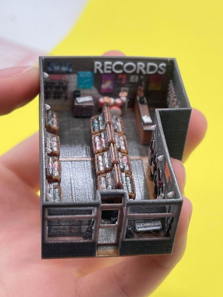 Nゲージ 1/150 レコードショップ ミニチュア ジオラマ ジオコレに 住宅模型 ストラクチャー 3D ドールハウス 3Dプリンター ミニチュアイメージ