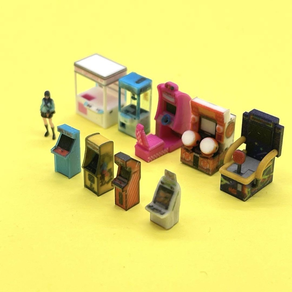 Nゲージ 1/150 鉄道模型 ゲーム機9台 ミニチュア ジオラマに レイアウトに 住宅模型 ゲームセンター ミニチュアイメージ ゲーム筐体