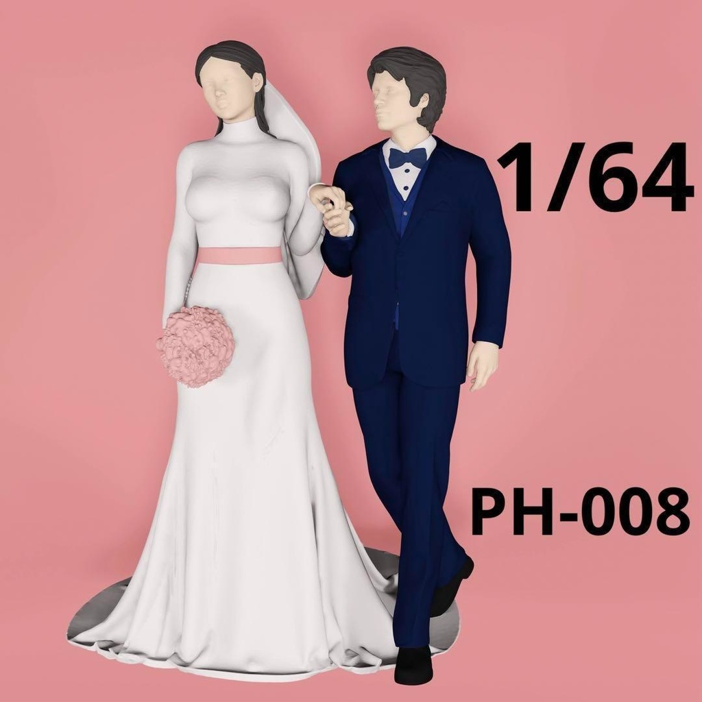 PH-008 1/64 ウエディング フィギュア 結婚式 ウエディングドレス ジオラマ ミニカーに ミニチュア ミニチュアイメージ 3D人物