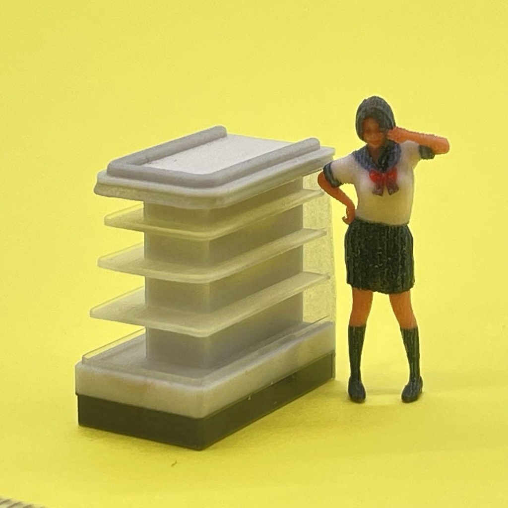 1/64 コンビニ デザート棚 ミニチュア フィギュアに ジオラマ 住宅模型 ミニカーに 3D ミニチュアイメージ 什器 完成品