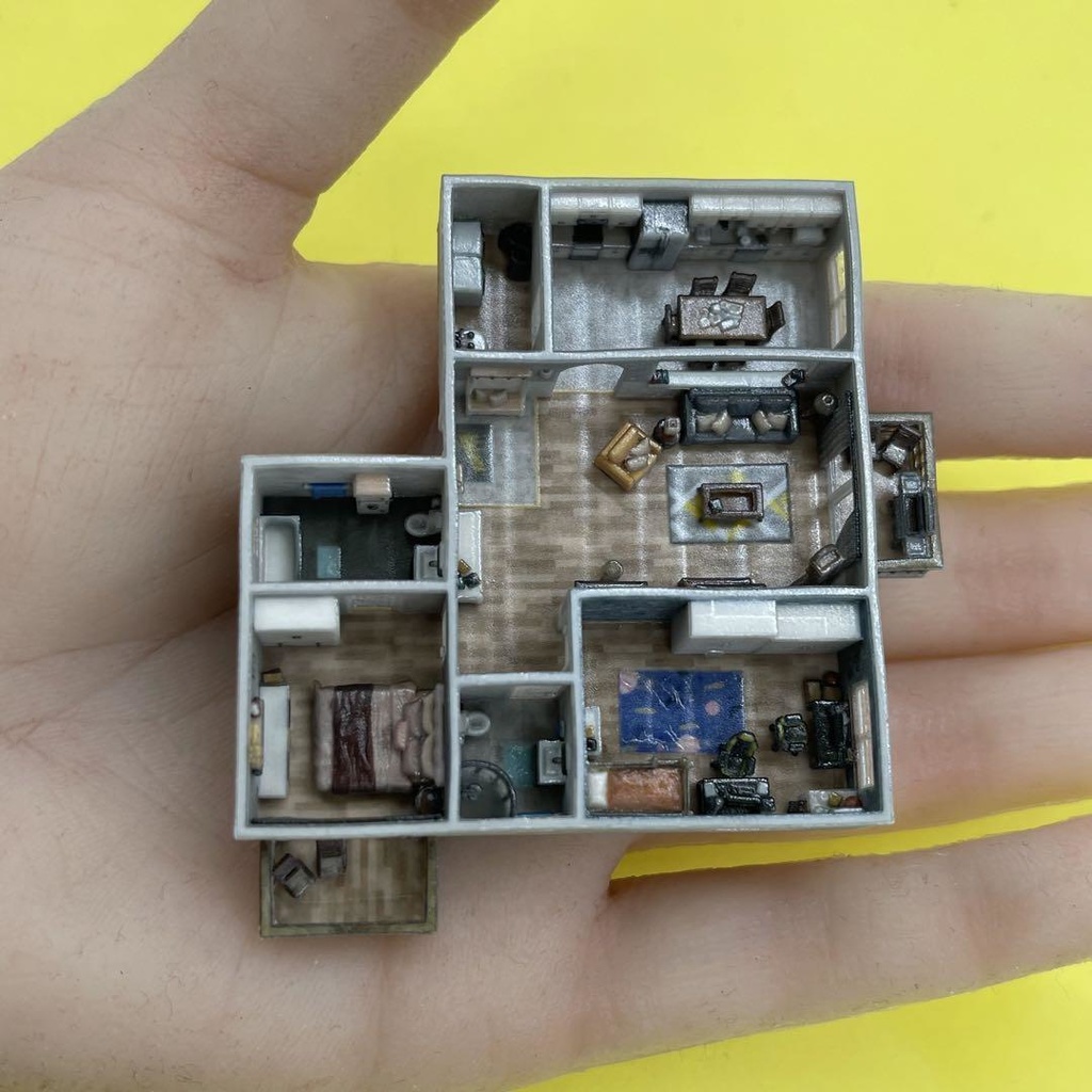 Zゲージ 1/220 マンション 住宅模型 建築模型 ドールハウス 完成品 3D ミニチュアイメージ