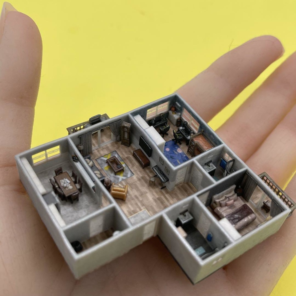 Zゲージ 1/220 マンション 住宅模型 建築模型 ドールハウス 完成品 3D ミニチュアイメージ