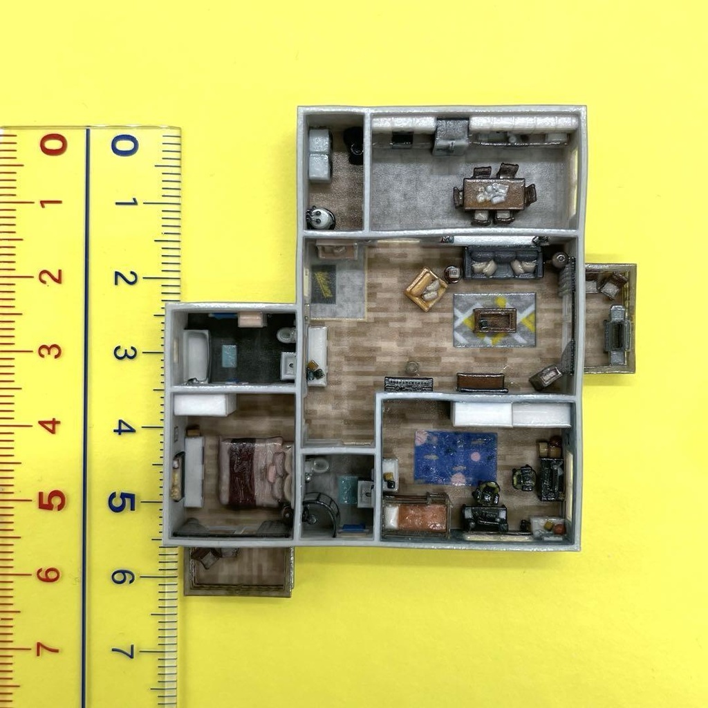 Zゲージ 1/220 マンション 住宅模型 建築模型 ドールハウス 完成品 3D ミニチュアイメージ