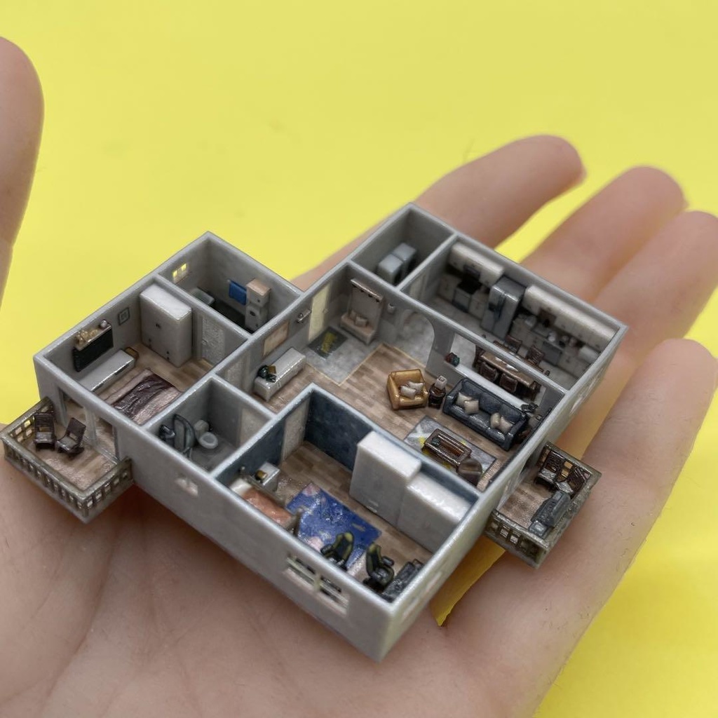 Zゲージ 1/220 マンション 住宅模型 建築模型 ドールハウス 完成品 3D ミニチュアイメージ