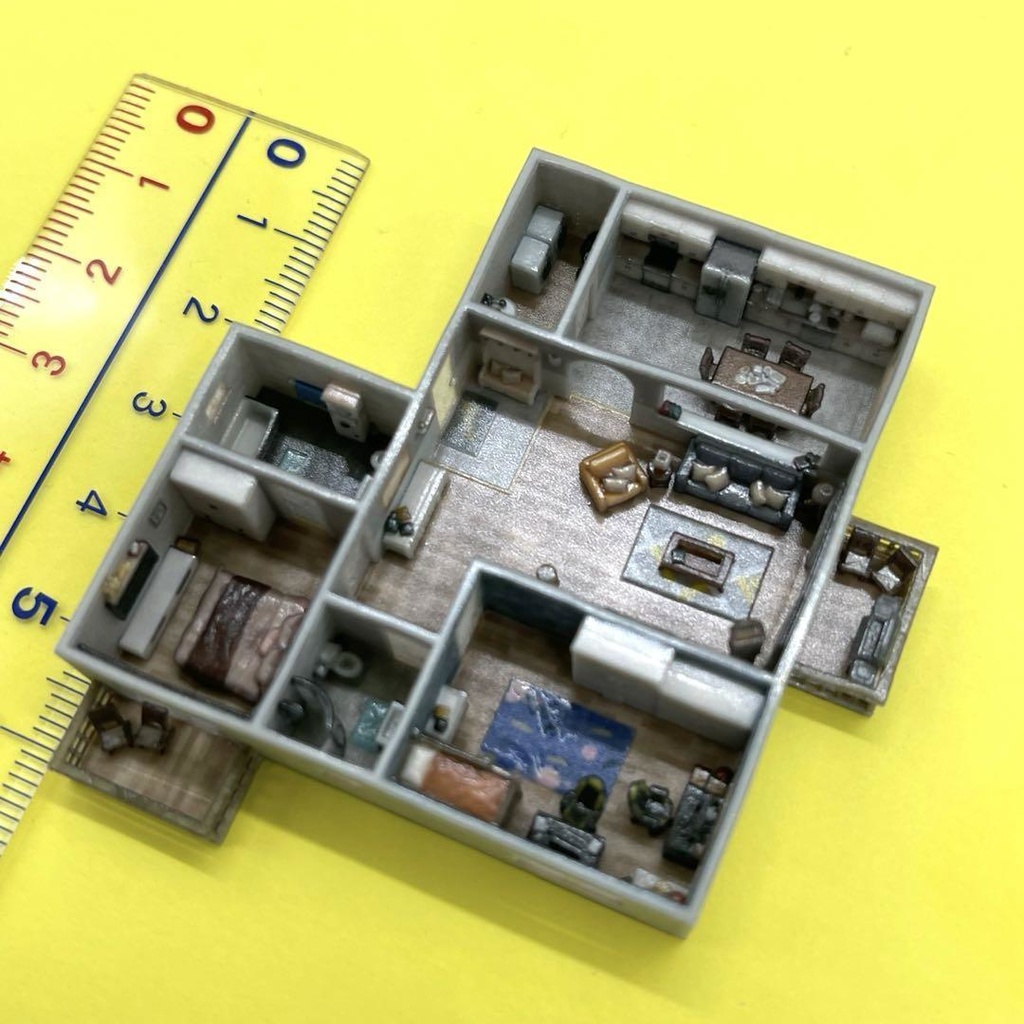 Zゲージ 1/220 マンション 住宅模型 建築模型 ドールハウス 完成品 3D ミニチュアイメージ