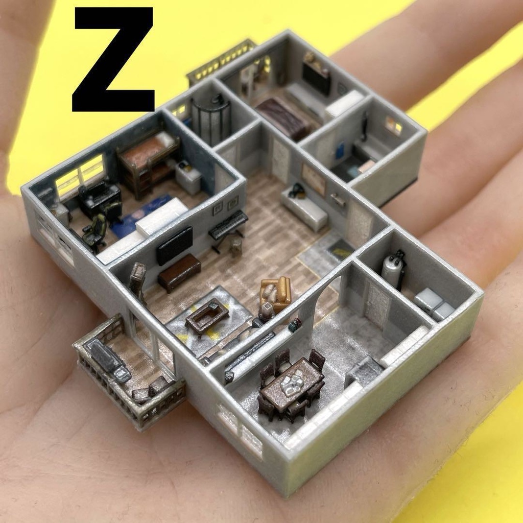 Zゲージ 1/220 マンション 住宅模型 建築模型 ドールハウス 完成品 3D ミニチュアイメージ