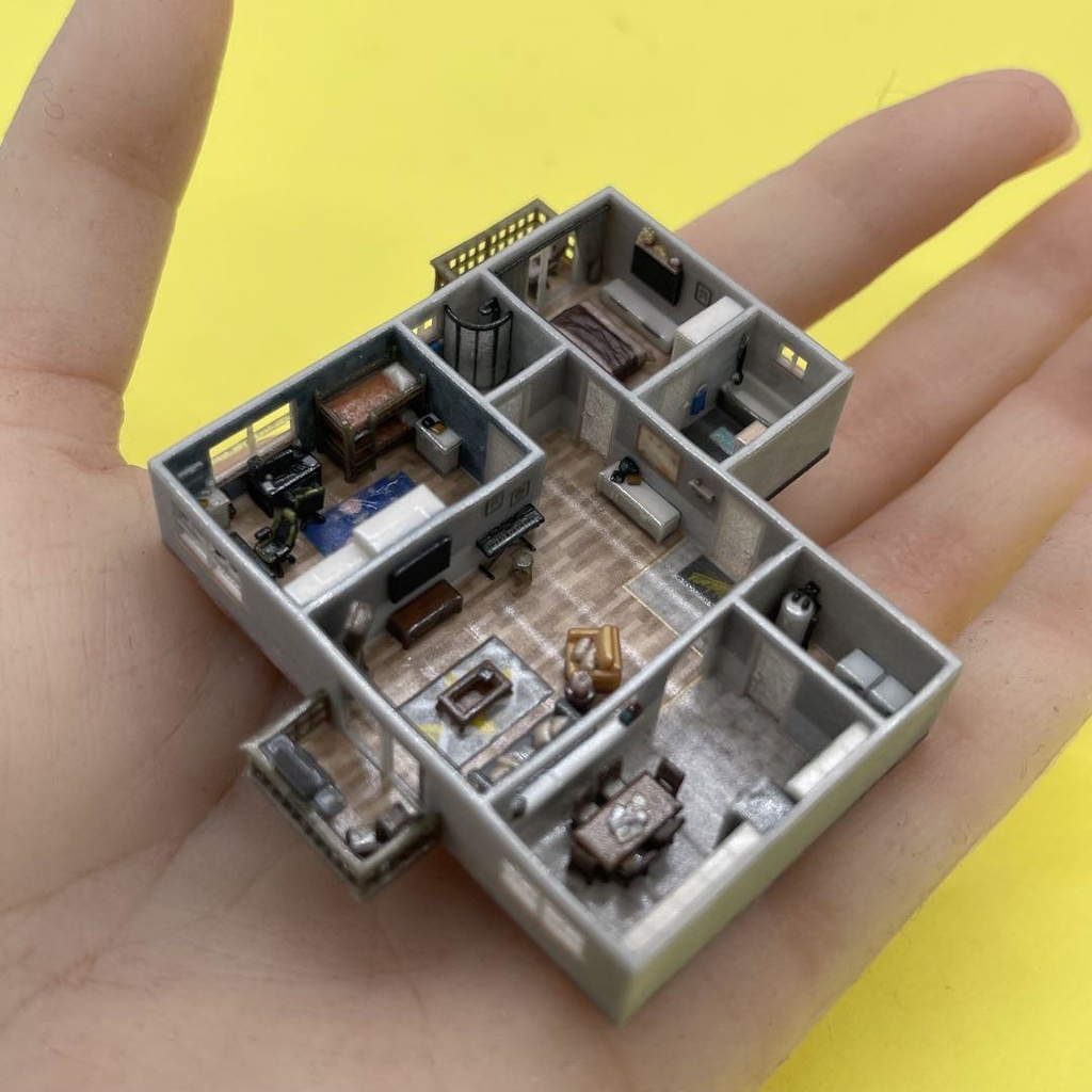 Zゲージ 1/220 マンション 住宅模型 建築模型 ドールハウス 完成品 3D ミニチュアイメージ