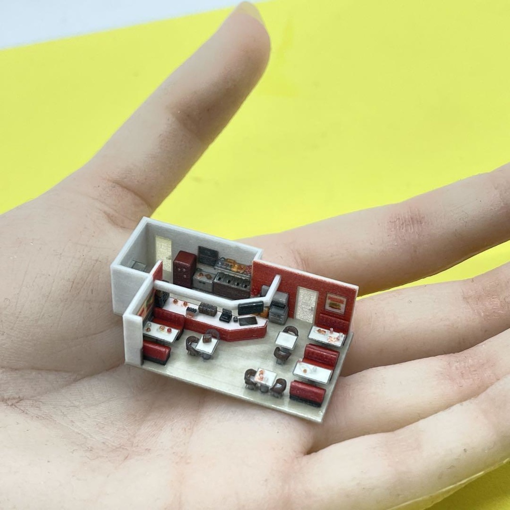 Zゲージ 1/220 ダイナー ミニチュア 住宅模型 ドールハウス 完成品 鉄道模型 ジオラマ レイアウト 3Dプリンター ミニチュアイメージ