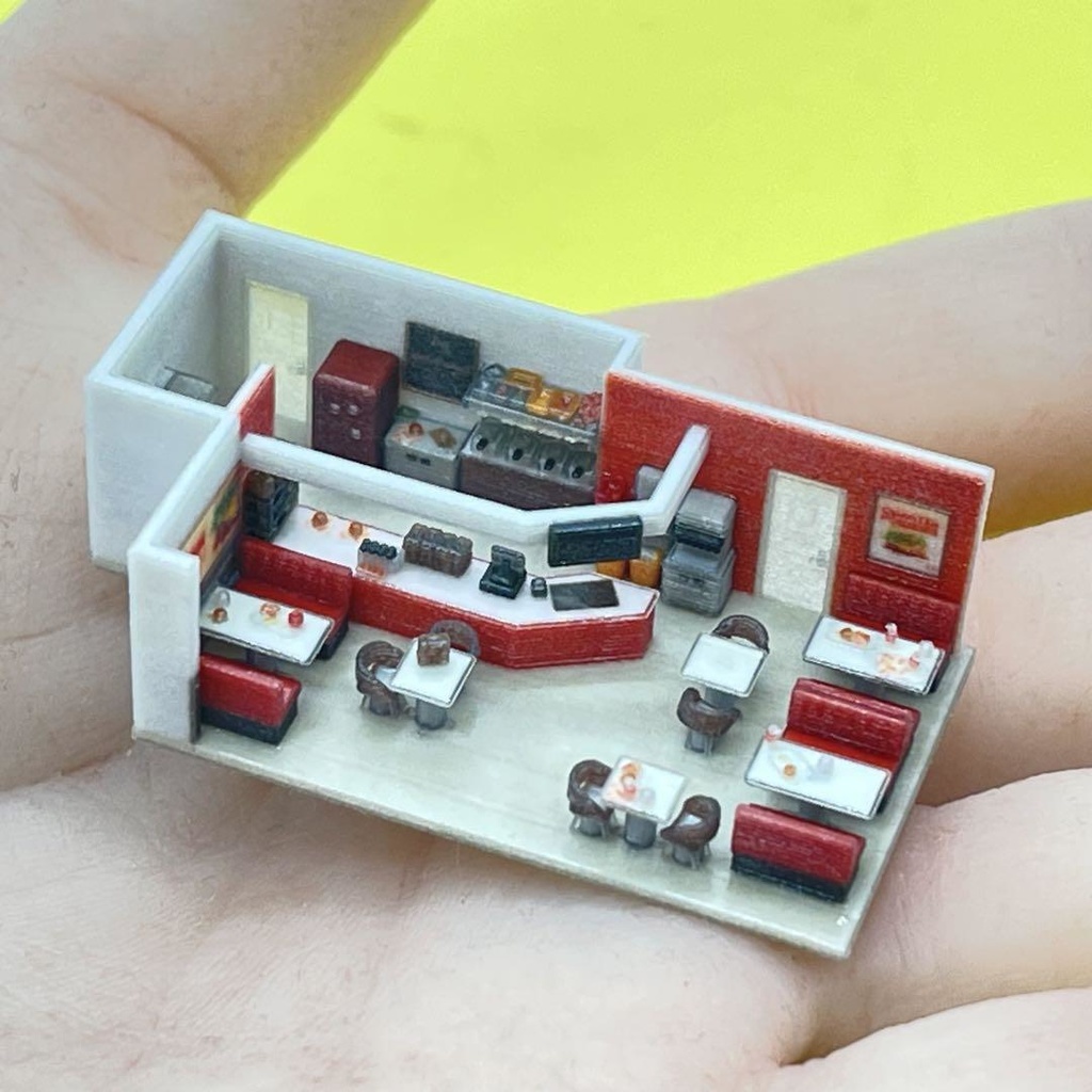 Zゲージ 1/220 ダイナー ミニチュア 住宅模型 ドールハウス 完成品 鉄道模型 ジオラマ レイアウト 3Dプリンター ミニチュアイメージ