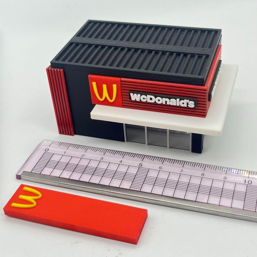 Nゲージ　1/150 　ワクドナルド　3Ⅾ　店舗　建物　駐車場　ジオラマ　レイアウトに　鉄道模型　住宅模型　完成品　ドールハウス　建築模型　ミニチュアイメージ