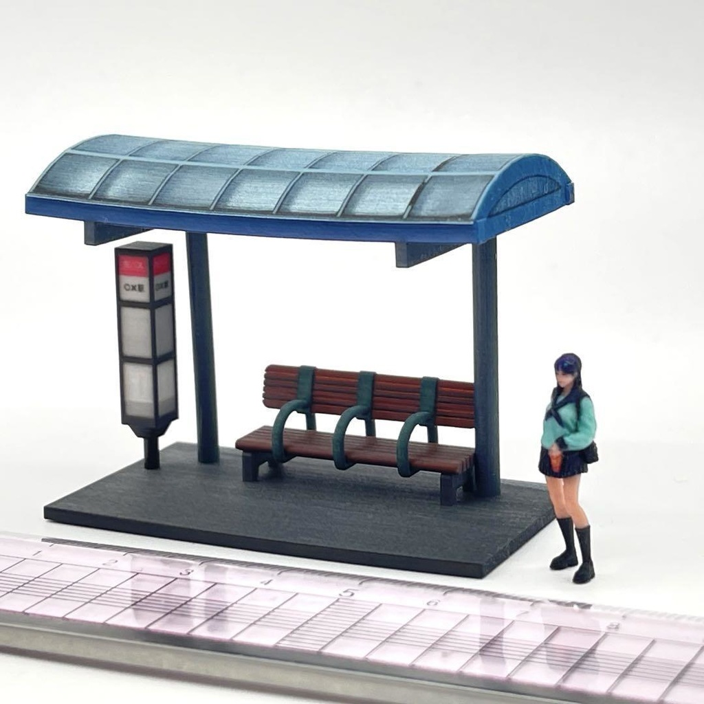 1/64 バス停 ミニチュア ジオラマに フィギュアに ミニカーに ミニチュアイメージ 住宅模型に 完成品