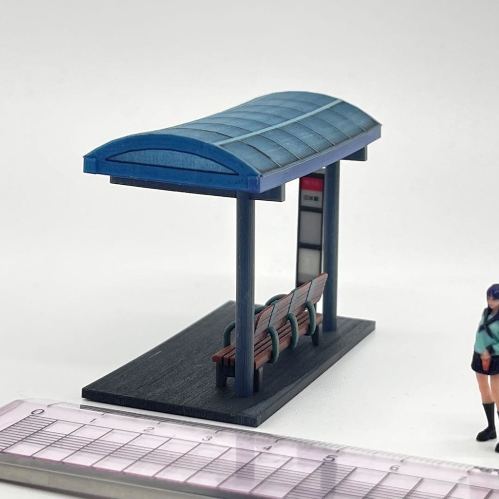1/64 バス停 ミニチュア ジオラマに フィギュアに ミニカーに ミニチュアイメージ 住宅模型に 完成品