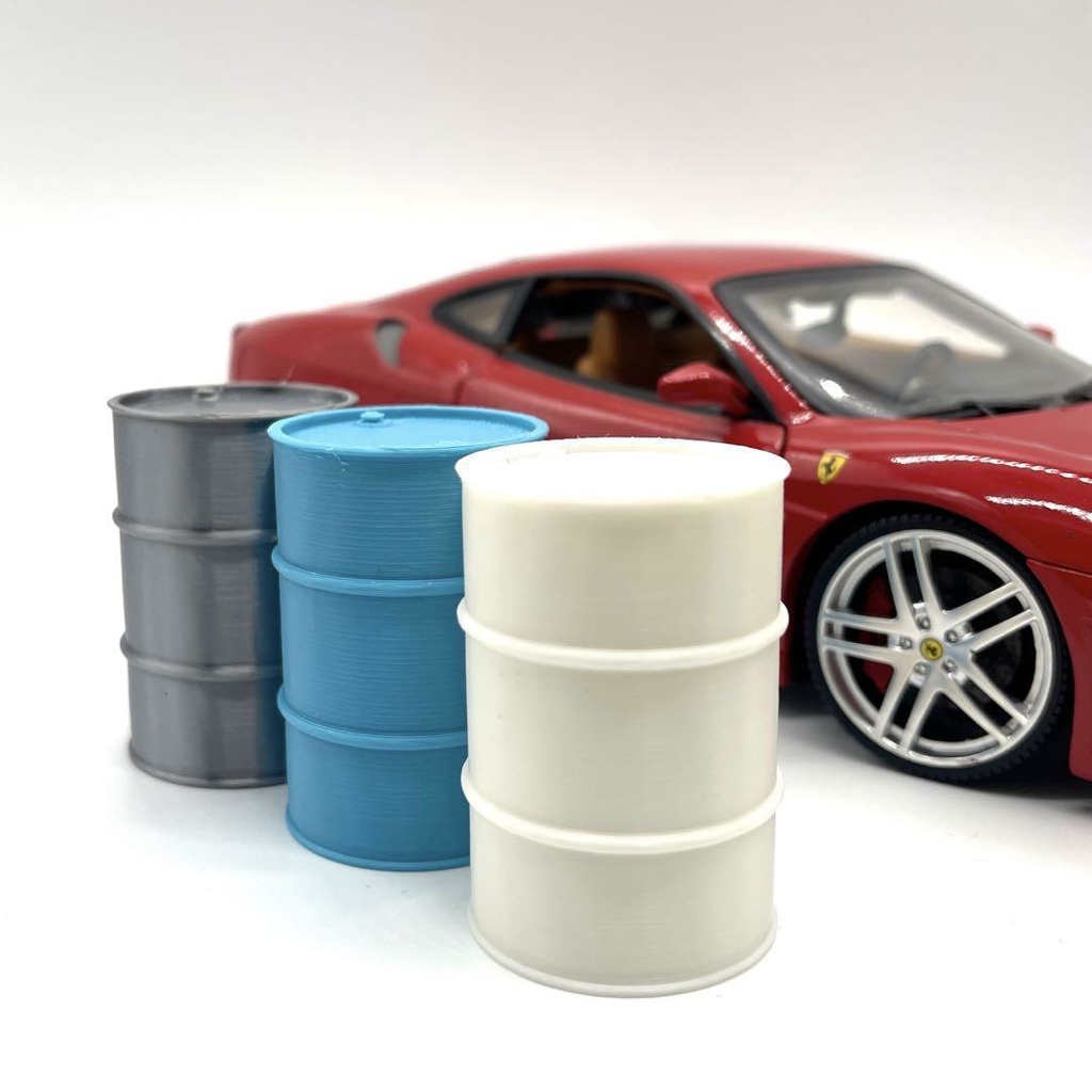 1/18 ドラム缶三個 ミニチュア 完成品 ドールハウスに ミニカーに ジオラマに ミニチュアイメージ