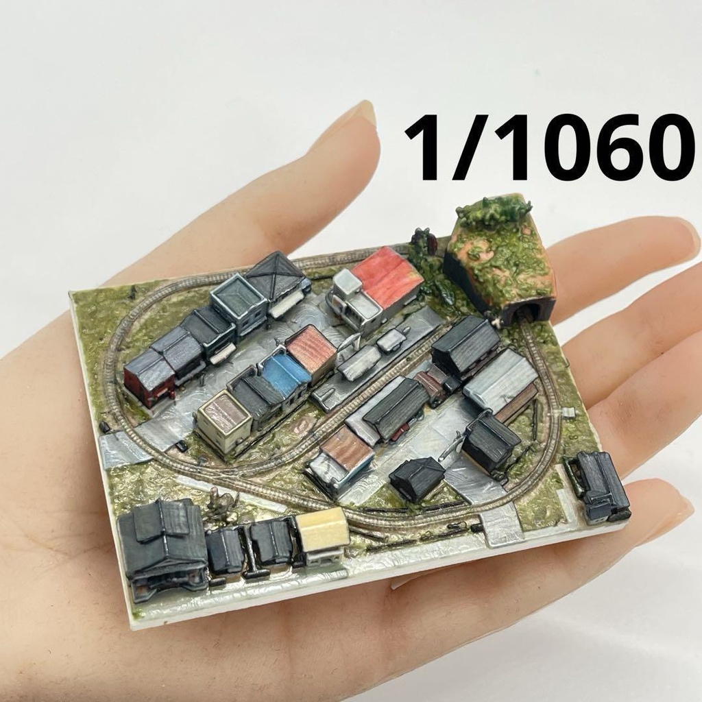 1/1060 ミニミニ　鉄道模型　　ジオラマ　レイアウト　ドールハウスに　昭和レトロ　３D 