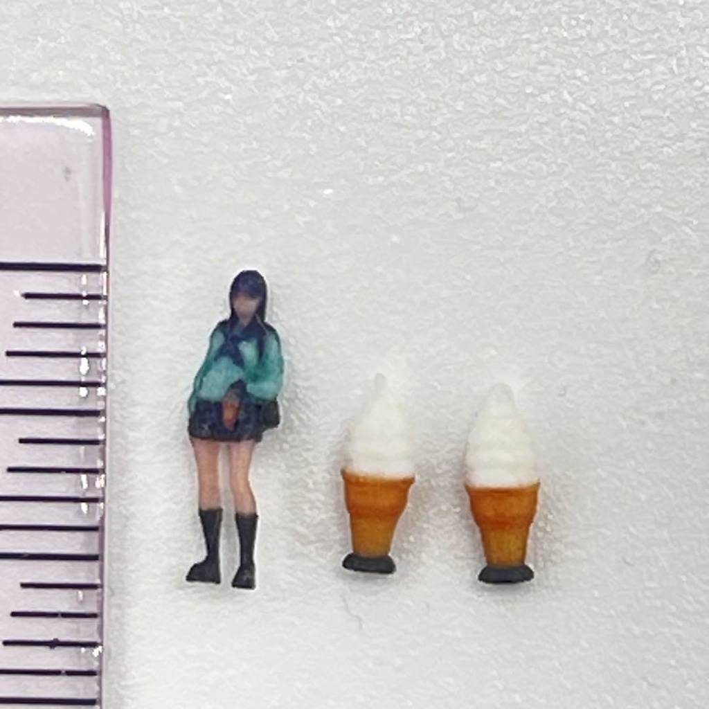 Nゲージ 1/150 ソフトクリーム看板二個 ミニチュア 鉄道模型 ジオラマ レイアウトに 住宅模型に 3D ミニチュアイメージ