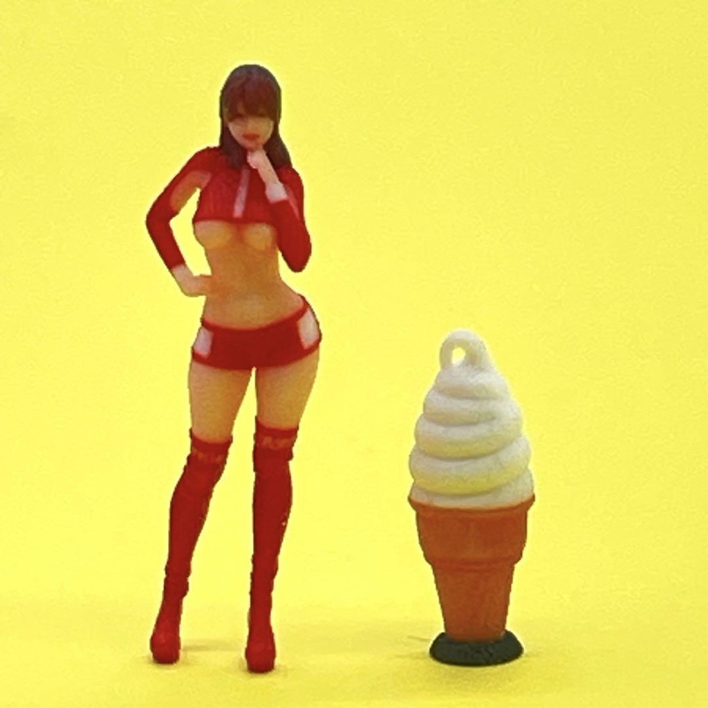 1/64 ソフトクリーム看板 ミニチュア フィギュアに ジオラマ ミニカーに 住宅模型に 3D ミニチュアイメージ