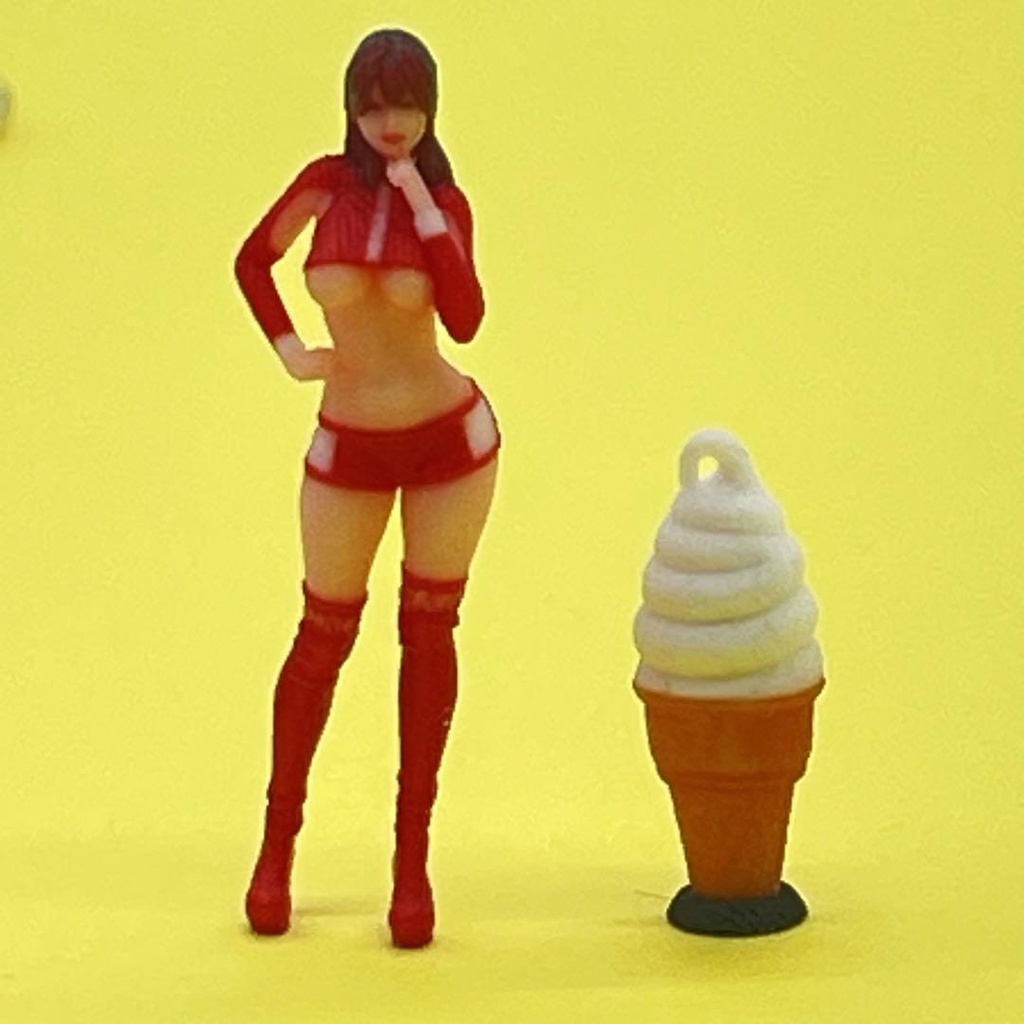 1/64 ソフトクリーム看板 ミニチュア フィギュアに ジオラマ ミニカーに 住宅模型に 3D ミニチュアイメージ