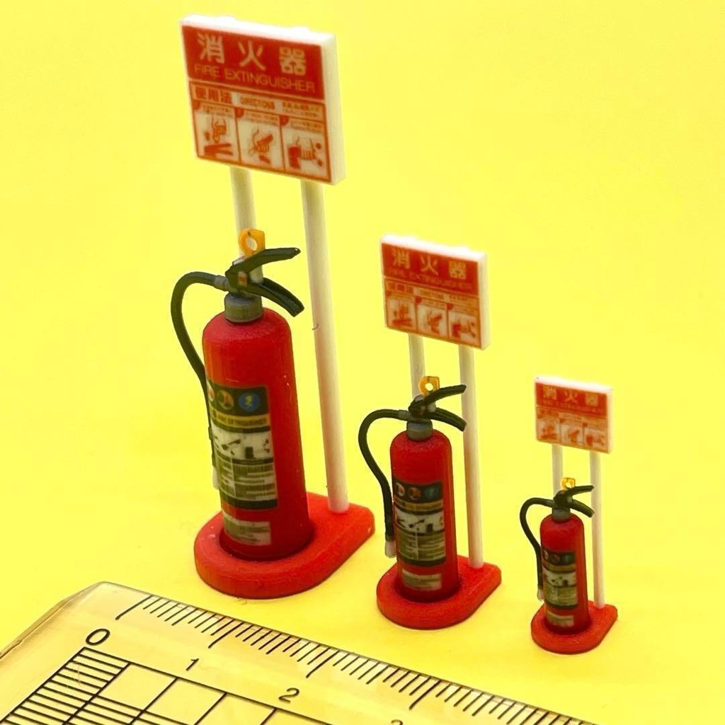 1/16 1/24 1/35 ミニチュア 消火器とスタンド ミニチュアイメージ ジオラマに ミニカーに 3D