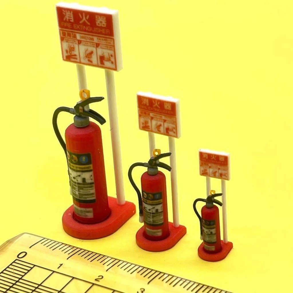 1/16 1/24 1/35 ミニチュア 消火器とスタンド ミニチュアイメージ ジオラマに ミニカーに 3D