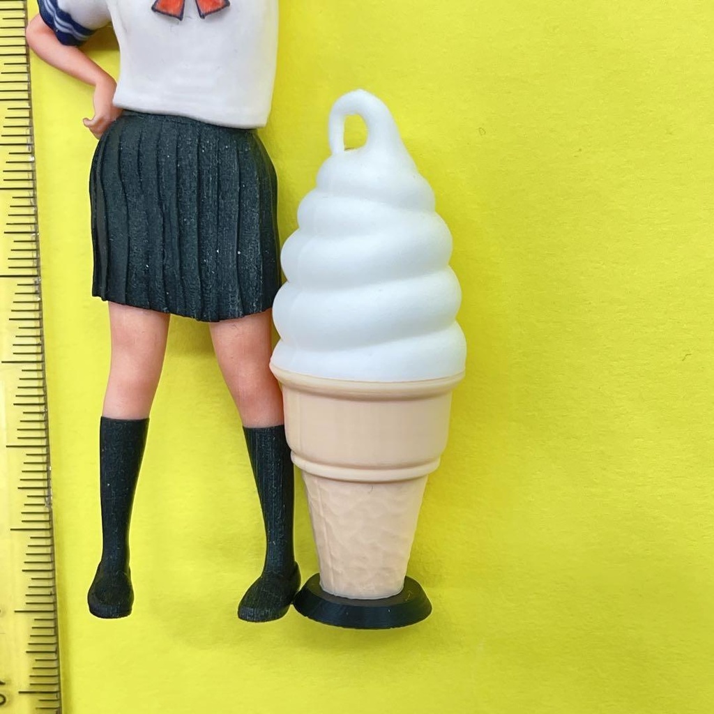 1/18 ソフトクリーム看板 ミニチュア 完成品 ドールハウスに ミニチュアイメージ 3D ジオラマに ミニカーに
