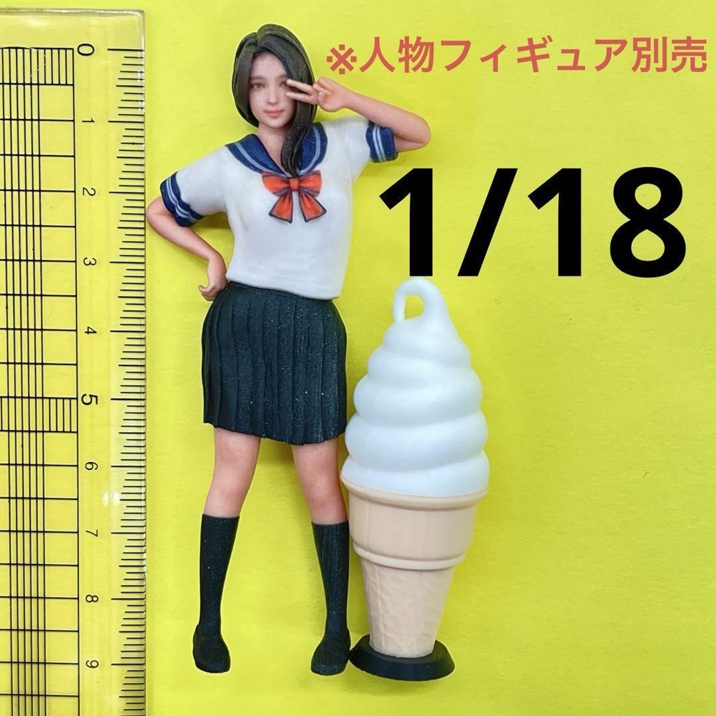 1/18 ソフトクリーム看板　ミニチュア　完成品　ドールハウスに　ミニチュアイメージ　３D　ジオラマに　ミニカーに