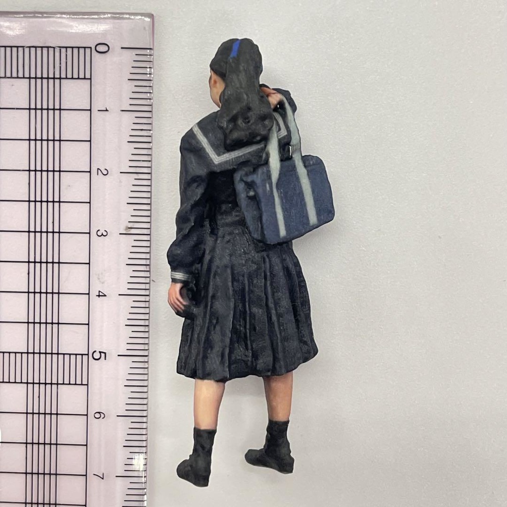 1/24 女子高生ポニーテール 台座無しタイプ フィギュア 完成品 リアルフィギュア ドールハウスに ジオラマに ミニカーに ミニチュアイメージ