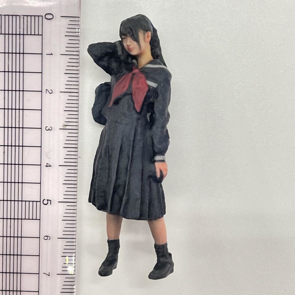 1/24 女子高生ポニーテール 台座無しタイプ フィギュア 完成品 リアルフィギュア ドールハウスに ジオラマに ミニカーに ミニチュアイメージ