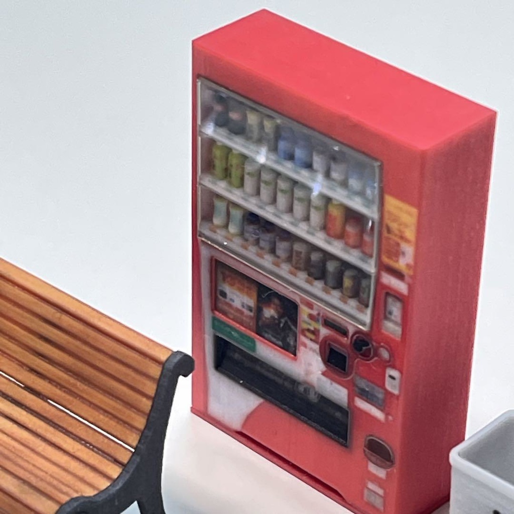 1/43 ミニチュア 自販機 空き缶入れ ベンチ 飲み物立体 立体自販機 ジオラマ ミニカーに 住宅模型 ミニチュアイメージ 3D