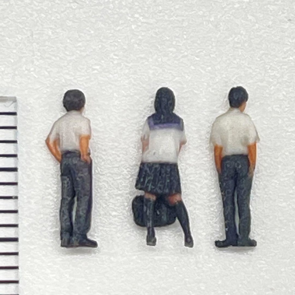 Nゲージ 1/150 学生 フィギュア三体 ミニチュア 完成品 ジオラマ レイアウト 鉄道模型 リアルフィギュア ミニチュアイメージ 3D