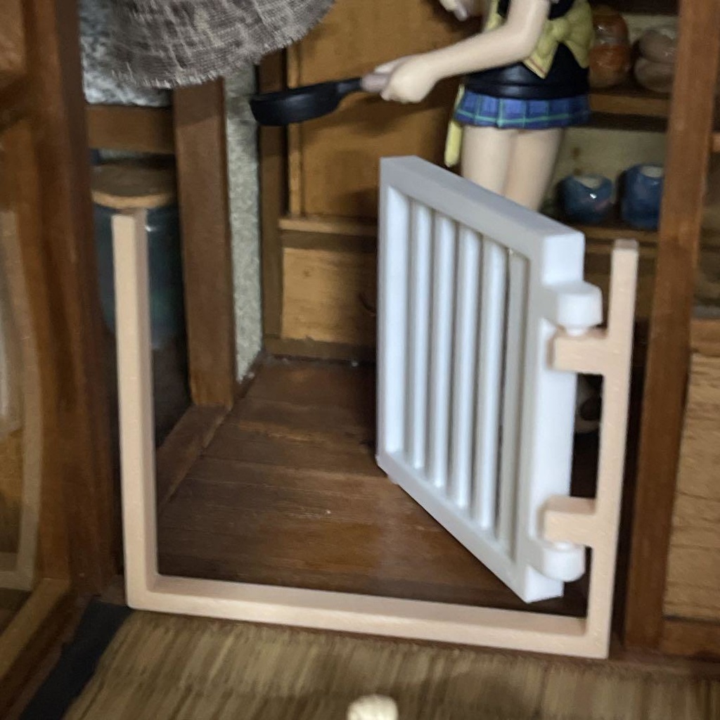 ミニチュア　ベビーゲート　ペットゲート　柵　ドールハウスに　ミニチュアイメージ　３D　