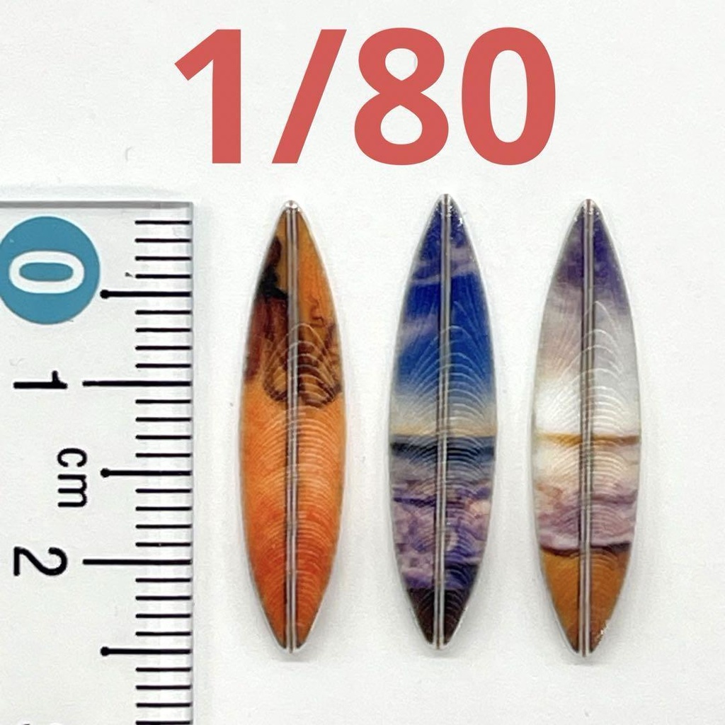 HOゲージ 1/80 サーフボード三個 ミニチュア フィギュアに 鉄道模型 ジオラマ レイアウト 住宅模型 ミニチュアイメージ 3D