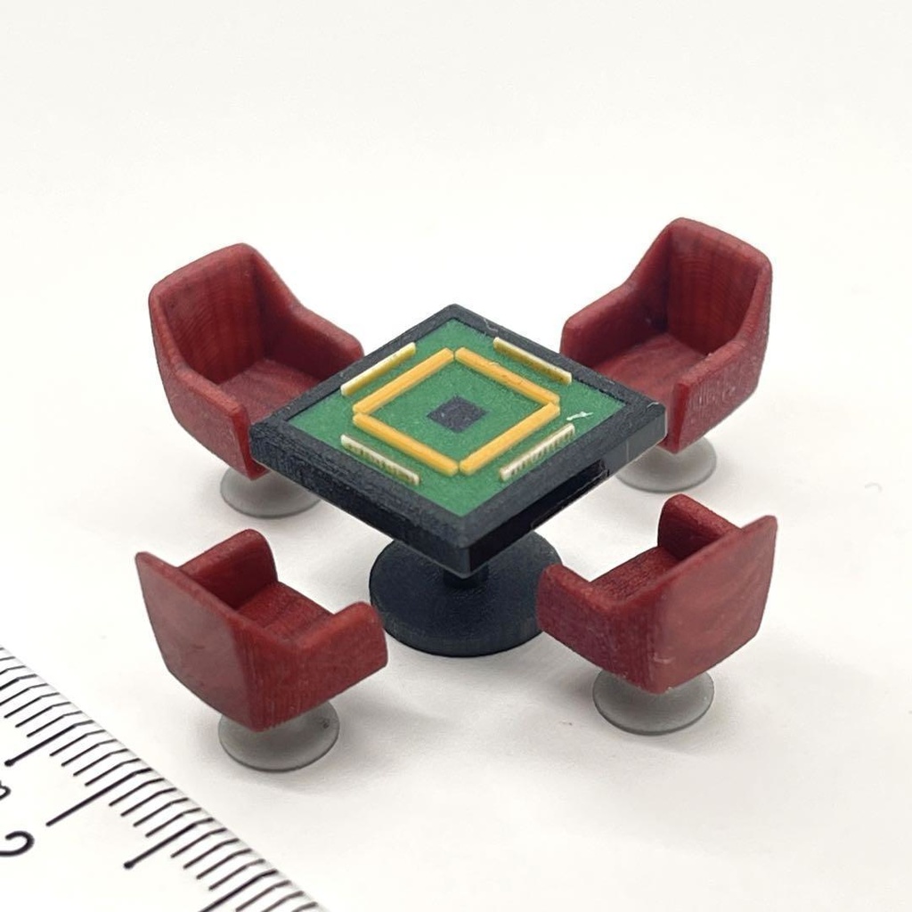 1/64 麻雀台 椅子付き ミニチュア フィギュアに ジオラマ 住宅模型に