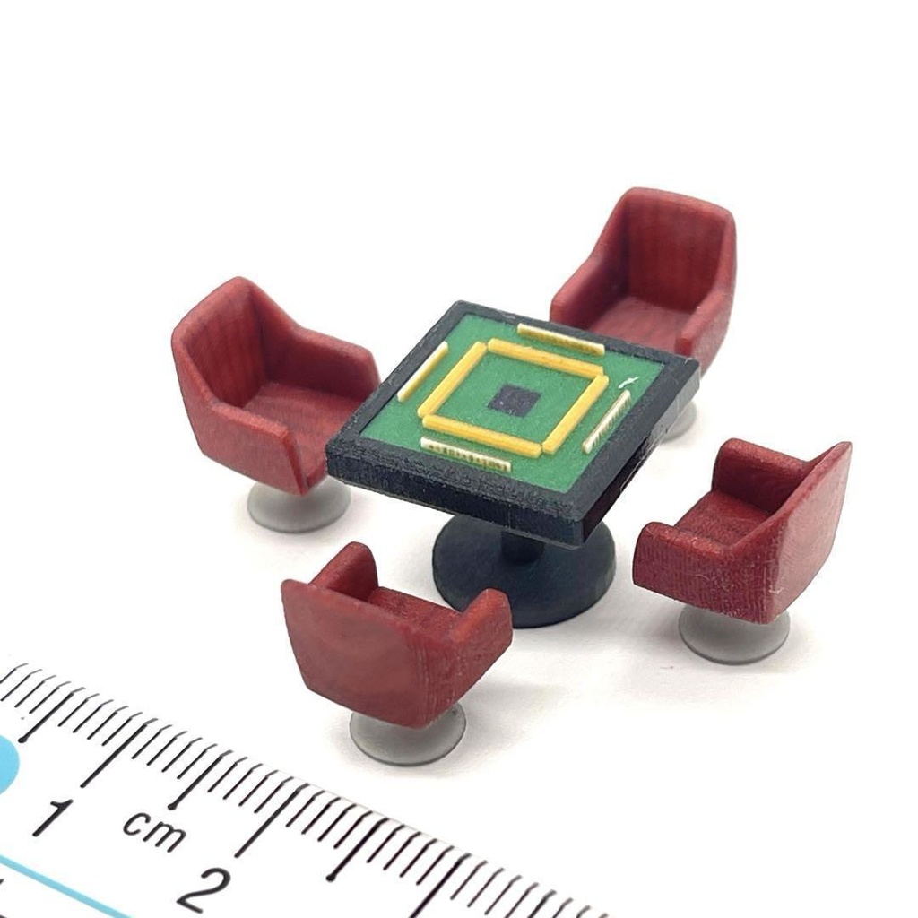 1/64 麻雀台 椅子付き ミニチュア フィギュアに ジオラマ 住宅模型に