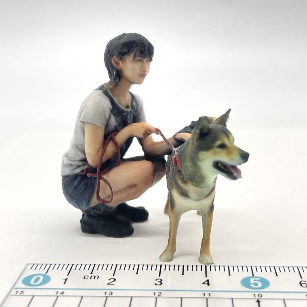 1/18 犬と女の子 フィギュア 完成品 リアルフィギュア ミニチュアイメージ ペットフィギュア 3Dフィギュア ミニチュア