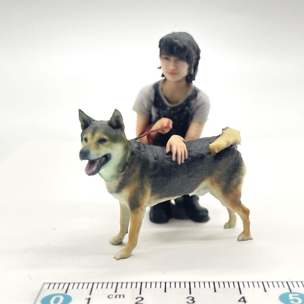 1/18 犬と女の子 フィギュア 完成品 リアルフィギュア ミニチュアイメージ ペットフィギュア 3Dフィギュア ミニチュア
