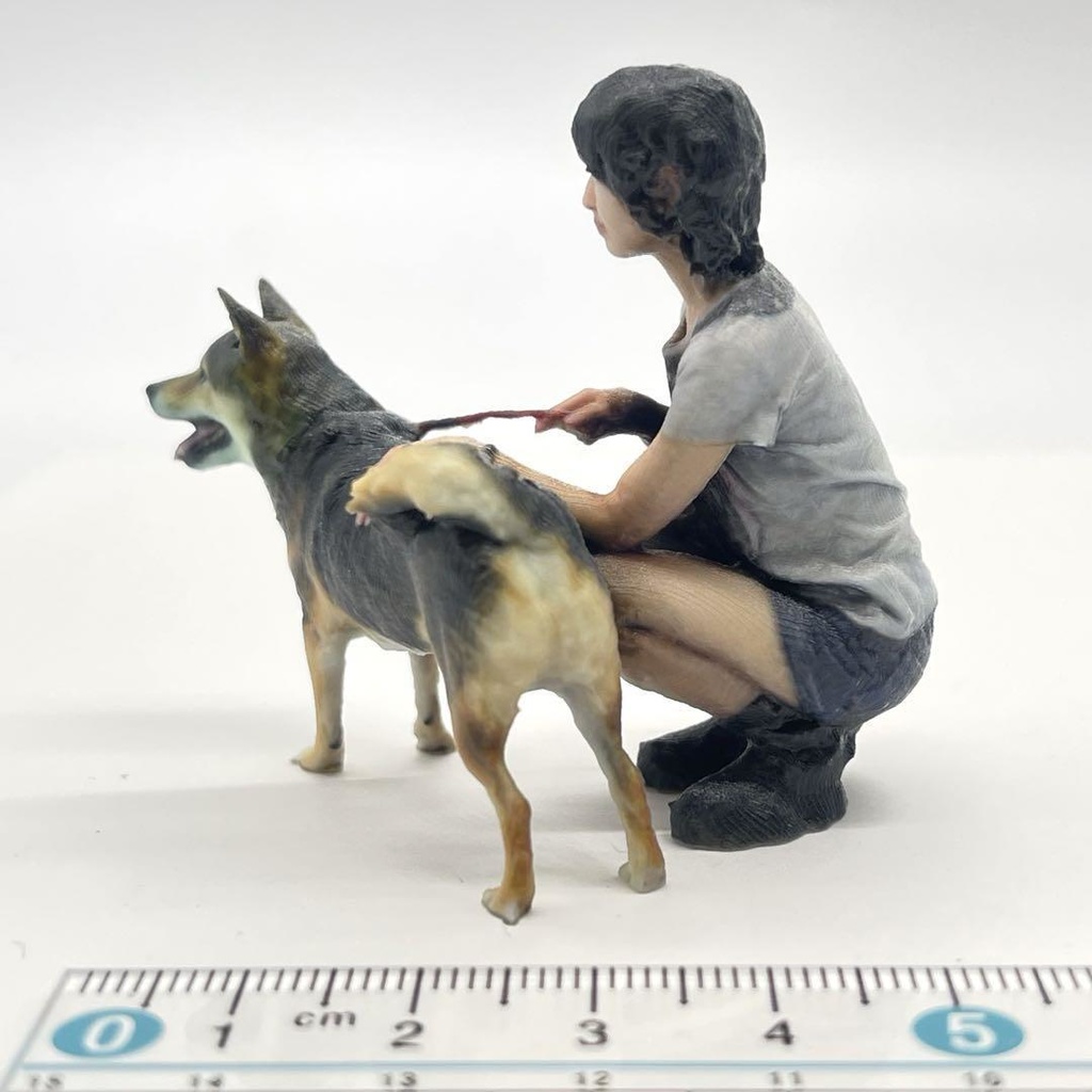 1/18 犬と女の子 フィギュア 完成品 リアルフィギュア ミニチュアイメージ ペットフィギュア 3Dフィギュア ミニチュア