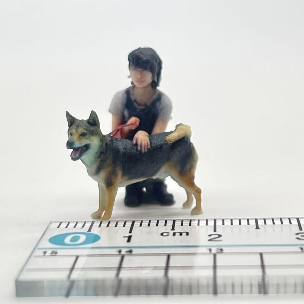 1/43 犬と女の子 フィギュア ミニチュア ジオラマに 1/64より大 ミニチュアイメージ リアルフィギュア 3Dフィギュア