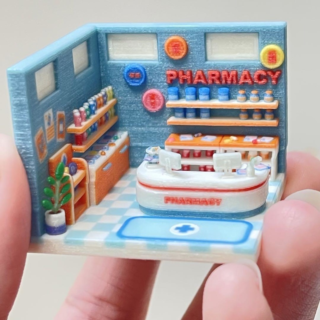 ミニチュア ミニミニドールハウス ドールハウス 住宅模型 薬局 HOゲージ 完成品 ジオラマ フィギュアに 3D ミニチュアイメージ