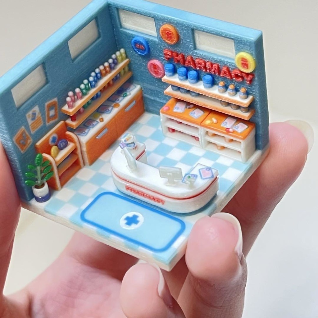 ミニチュア ミニミニドールハウス ドールハウス 住宅模型 薬局 HOゲージ 完成品 ジオラマ フィギュアに 3D ミニチュアイメージ